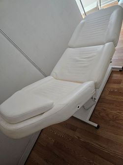 Adjustable white table, facial, ingectables, tattoo,  eyelashes
