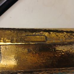 Josie Natori Signature Logo Goldtone Oversized Hammered Metal Cuff 