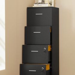 4 Drawers File Cabinet Organizer With Key 🔑 Black