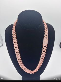 Vvs1 Moissanite 925 Silver Rose Gold Plated Chain