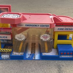 Vintage 1994 Matchbox Emergency City Die-Cast Kids Toy Playset – Police, Fire & Rescue