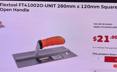 Flextool 280mm x 120mm Square Trowel Open Handle