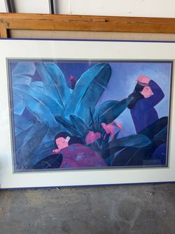 Large Framed Tropical Figurative Art Print