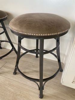 Faux leather nailhead stools