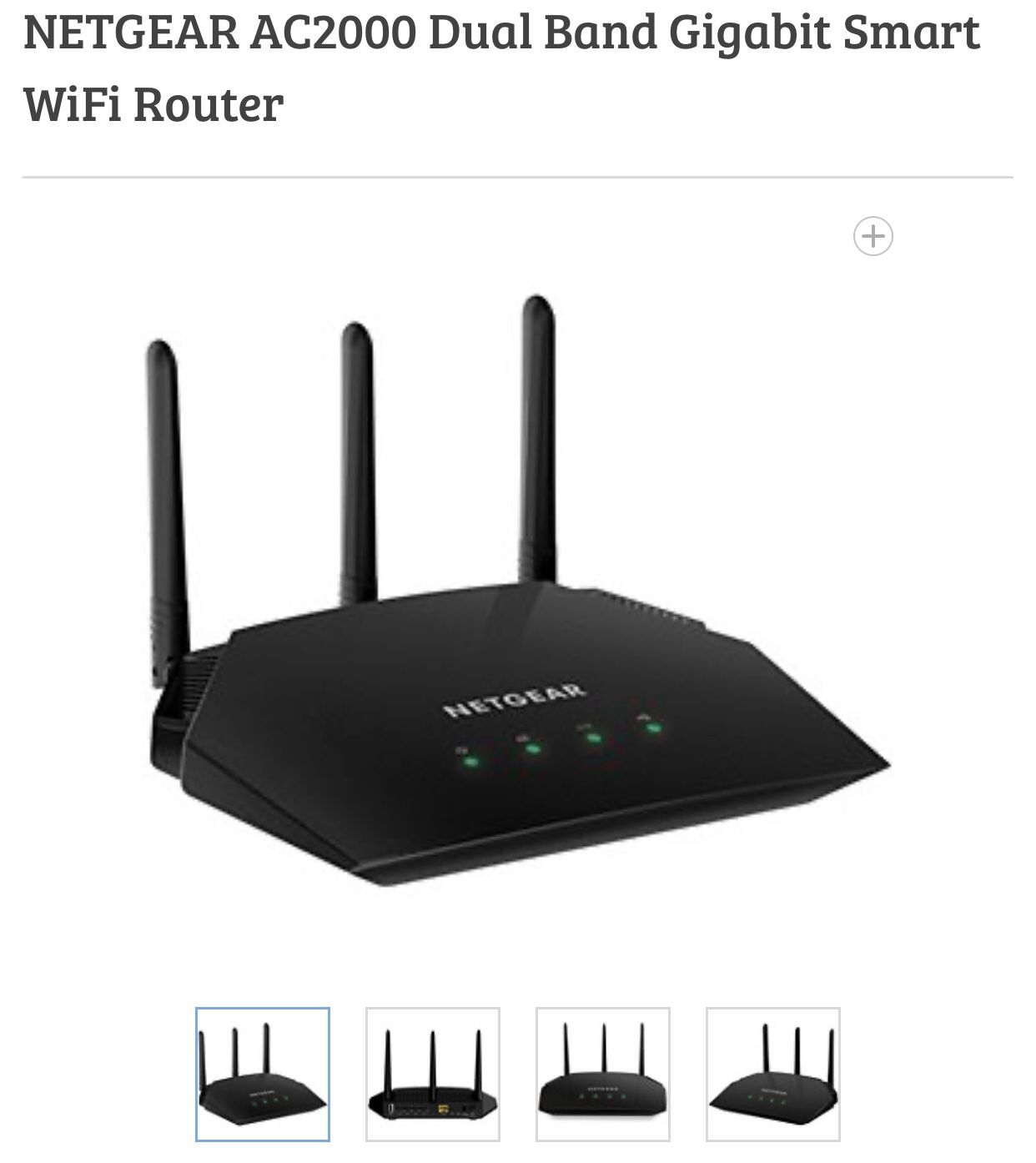 NETGEAR AC2000 Dual Band Gigabit Smart WiFi Router