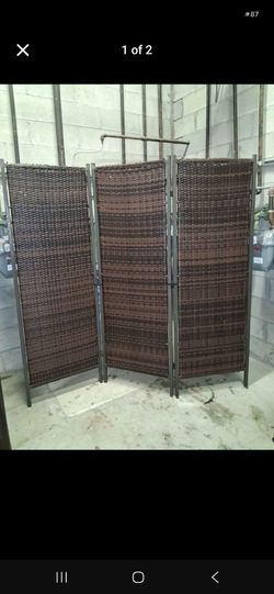3-Panel Wicker Room Divider Privacy Screen
