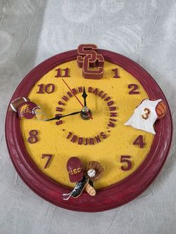 Vintage University of Southern California (USC) Trojans multi-sport themed wall clock,