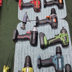 Assorted Drills, Chargers,  Android Batteries 