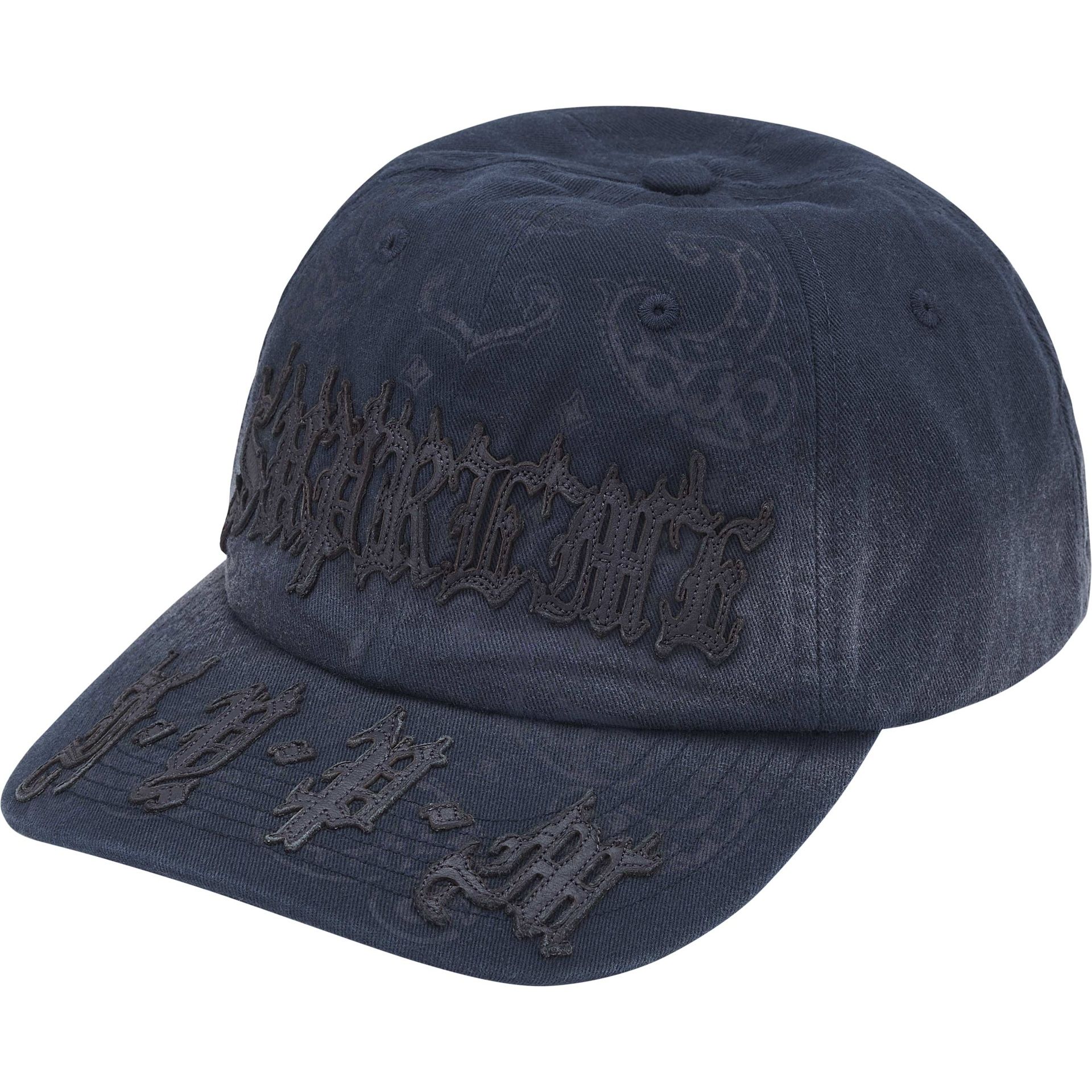 Supreme Leather Appliqué Navy Blue Hat