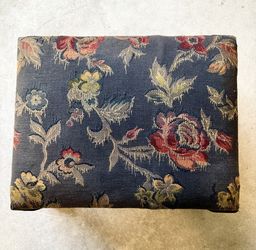 Vintage Tapestry Footstool, Solid Wood 