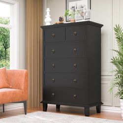 COWMOU Tall Dresser for Bedroom Black 6 Drawers Dresser Tall Chest of Drawers, Modern Farmhouse Storage Cabinet for Living Room, Hallway, Entryway, Ho