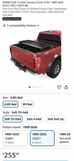 6.8FT Soft Tri-Fold Tonneau Cover Fit for 1(contact info removed) Ford F-250 F-350 6.8ft