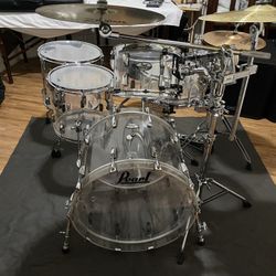 Pearl Crystal Beat Ultra Clear Acrylic see-through drum set.