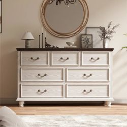 橡木白，200001

Dresser For Bedroom With 7 Drawers, 54" Wide Modern Chest Of Drawers With Hidden Jewellery Drawer, Storage Dressers Organizer