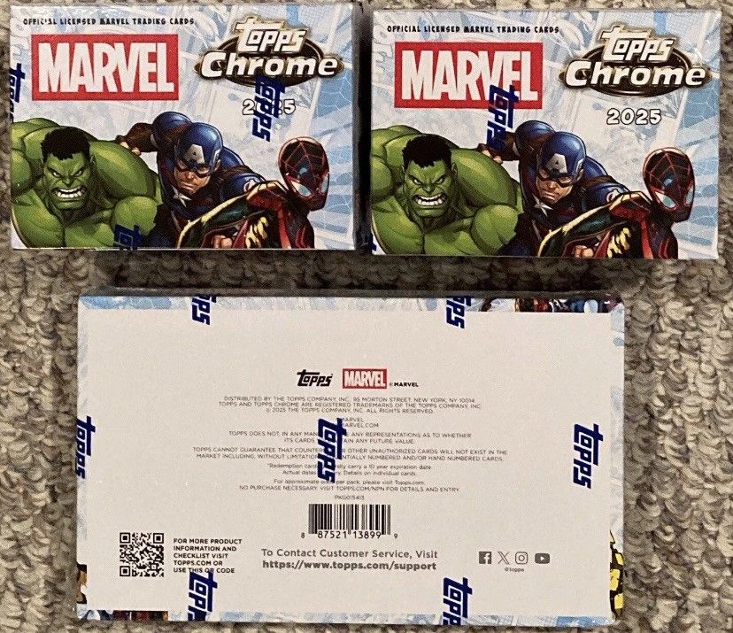 2025 TOPPS CHROME MARVEL COMICS Hobby Box (72 Cards) And Blaster Boxes