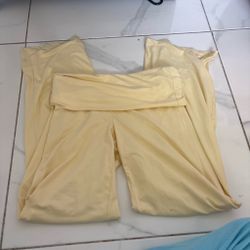 Yellow Fold-Over Waist Flare Pants