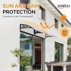 Awning Door Canopy Exterior, 30" x 40" Awnings for Doors Polycarbonate Cover Patio Door Awning Rain Snow Sunlight Protection Hollow Sheet (Clear Board