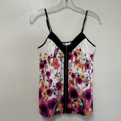 Women’s LAUREN CONRAD 100% Polyester, White Floral, Spaghetti Strap Cami/Top… Size XS