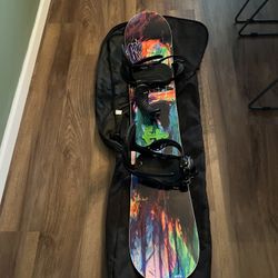 Women’s Snowboard, Bindings, Boots, And Bag