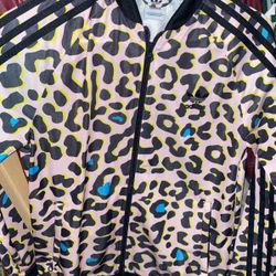  New Adidas Lightweight Leopard Print Jacket 