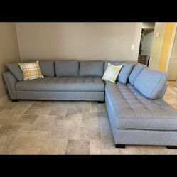 New Cindy Crawford 2 Piece XL Sectional Couch - Bluestone textured