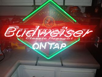 Vintage Budweiser on tap bar sign