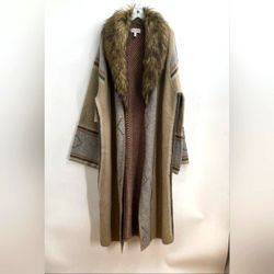 Shyanne Designer Open Front Cardigan Fur Sweater Jacket Coat - XL NWT