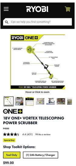 Ryobi 18V ONE+ Telescoping Power Scrubber P4500