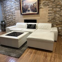 FREE DELIVERY- Modular Leather Sectional Sofa W Adjustable Headrests and Ottoman