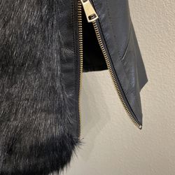 “fabulous furs” faux fur and leather vest Thumbnail