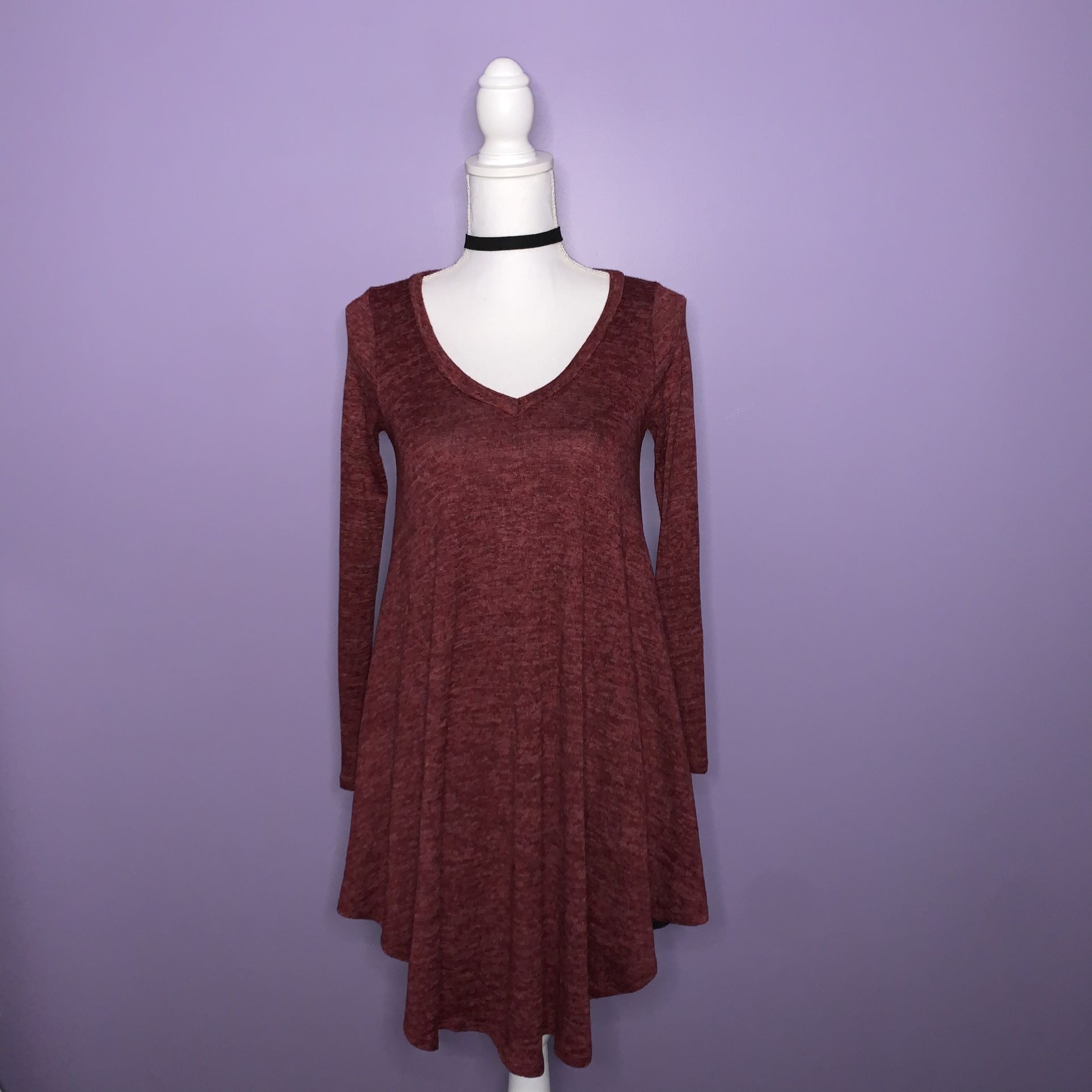 Boutique Wine Colored Knit Dress