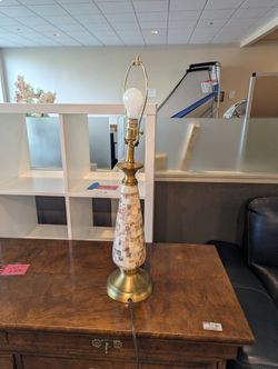 Artisan Shell Tile Conical Table Lamp with Brass Accents