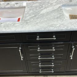 Brand new 72x22 double sink black vanity
