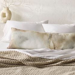 Lumbar Heavyweight Linen Blend Decorative Throw Pillow Washed Watercolor Print - Casaluna™