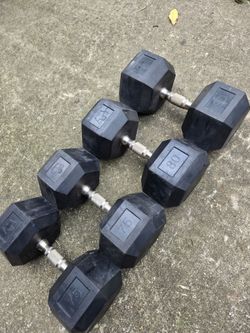 Hampton Dura-bell Urethane 75lb and 80lb Rubber Hex Dumbbells