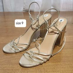 NY&C, Strappy Gold Heels, Size 9