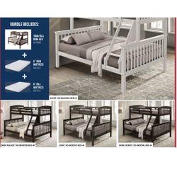 Bunk Bed Full And Twin With 2 Mattress Memory Foam 