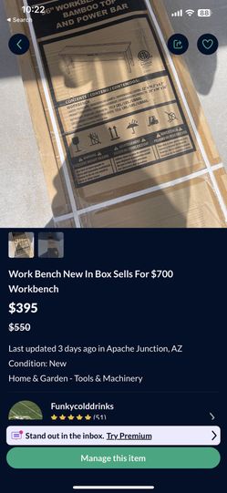 Work Bench New In Box Sells For $700  Workbench 