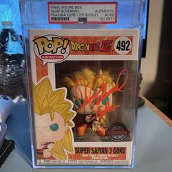 Funko Pop Animation Dragon Ball Z #492 Super Saiyan 3 Goku GameStop Exclusive Signed By Sean Schemmel English Voice Actor For Goku