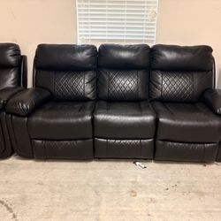 Black leather recliner sectionals
