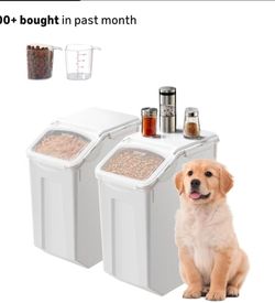 Rice Storage Container, 4.5Gallon/20L x2 Capacity Large Dog Food Dispenser Bin, Kitchen Ingredient Grain Cereal Flour Bin, Pet food Containers with Wh