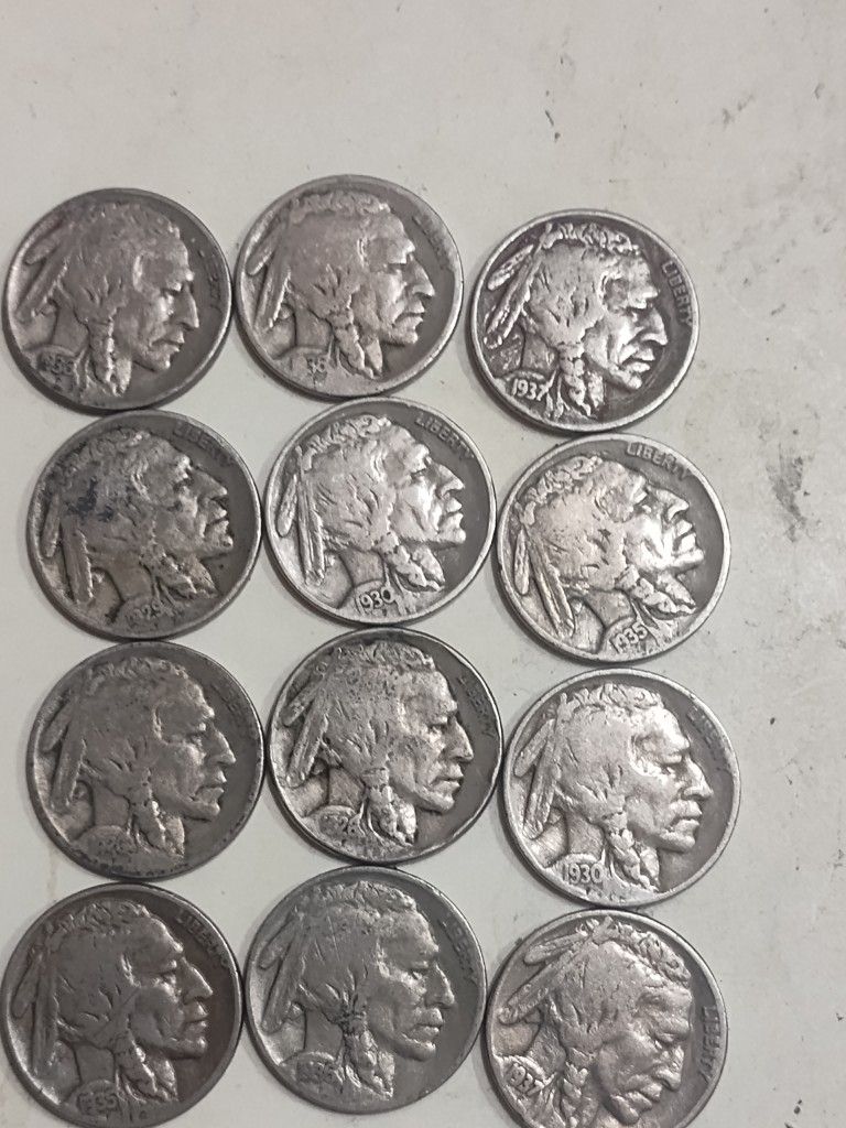 Lot Of 12 Buffalo Nickels 1(contact info removed)