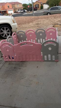 Pink and Gray Baby Playpen
