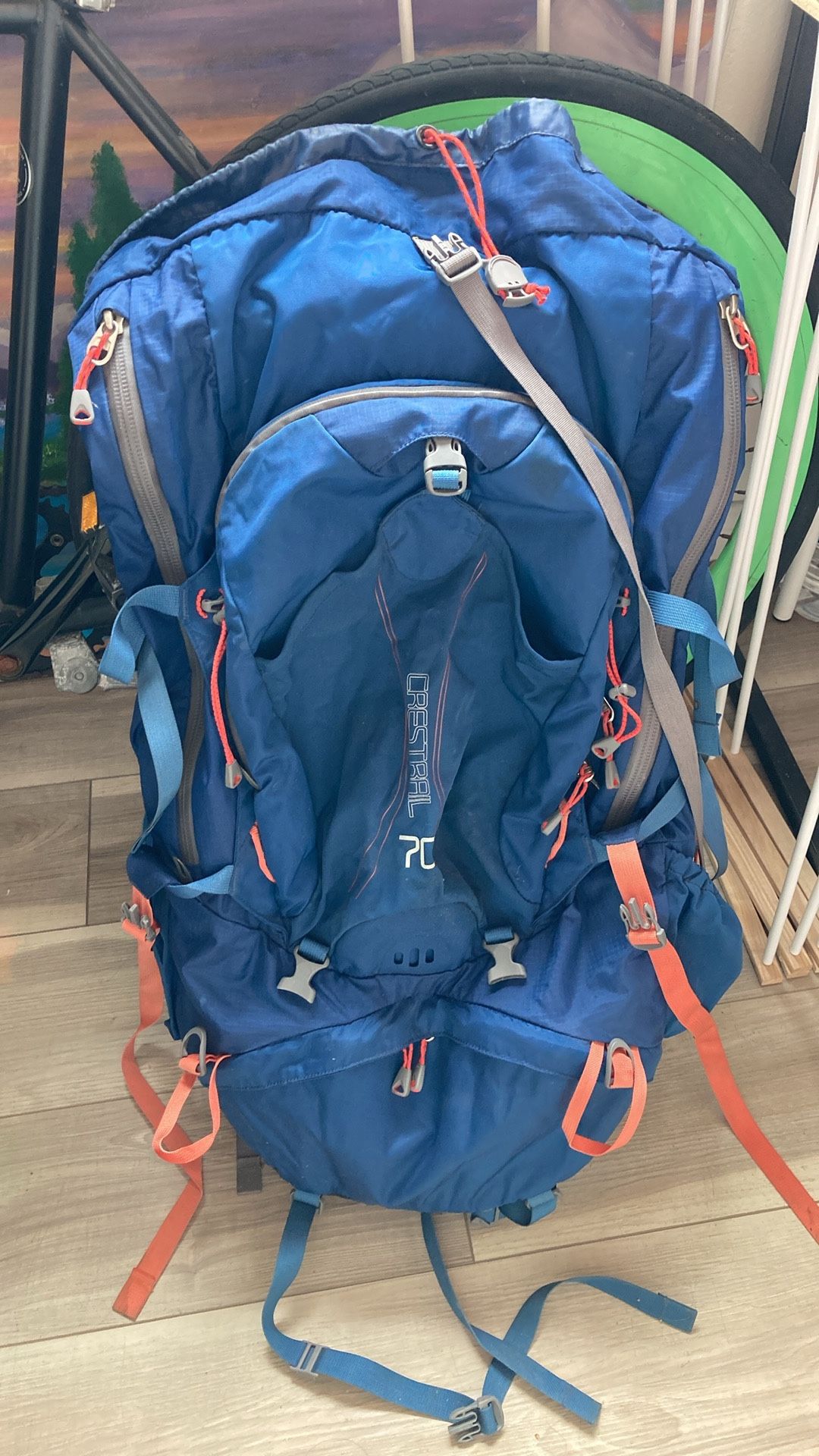 REI Crestrail Backpacking Backpack, Blue & Orange