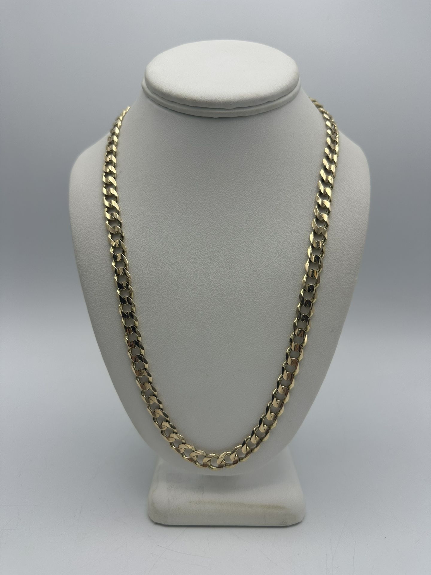 14kt Yellow Gold Solid Curb Link Chain 22”
