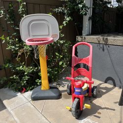 Basketball hoop and tricycle