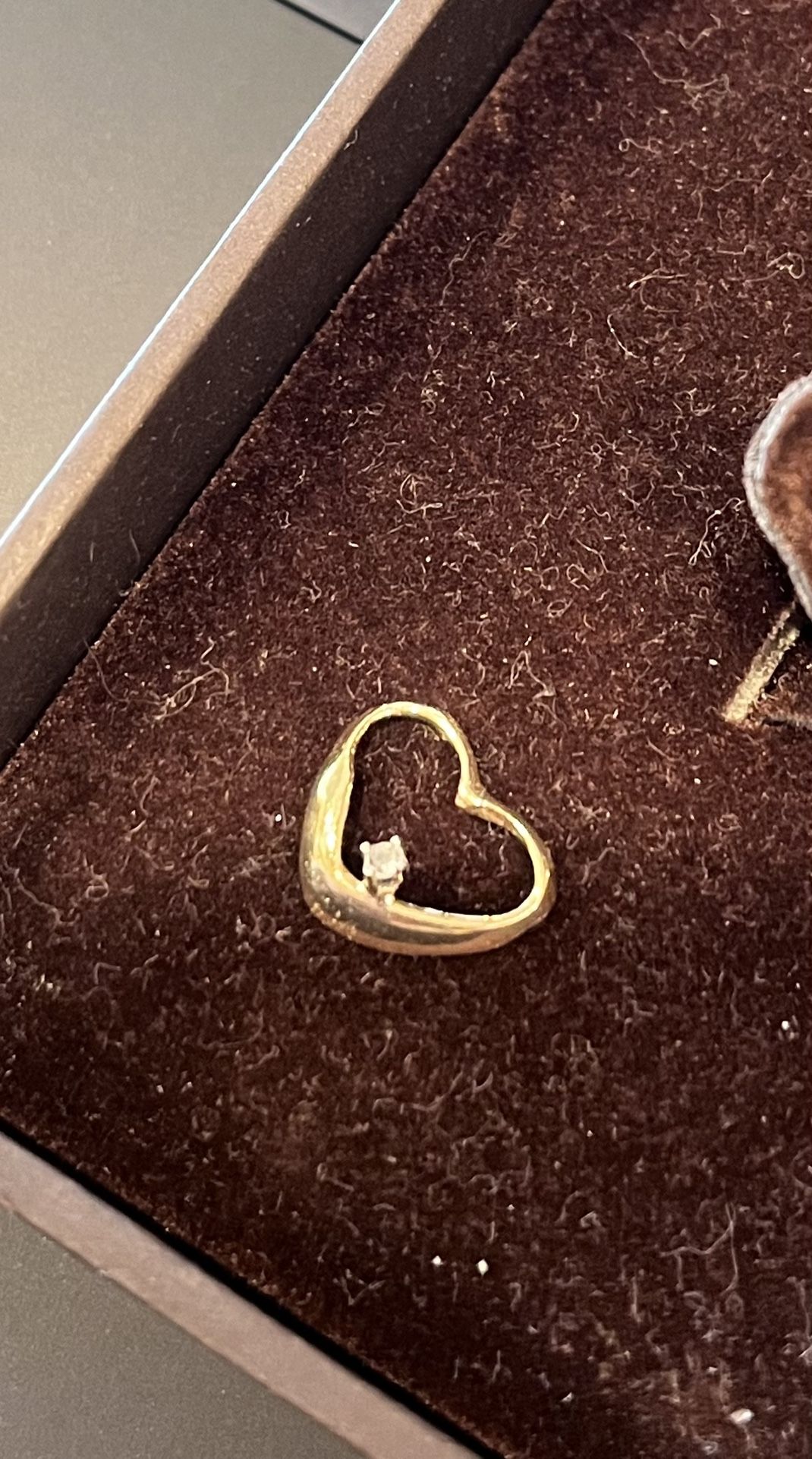 14k Gold With Diamond Floating Heart