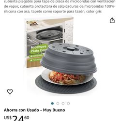 Bnlcd Tapete para microondas y cubierta de alimentos 2 en 1, cubierta plegable para tapa de placa de microondas con ventilación de vapor, cubierta pro