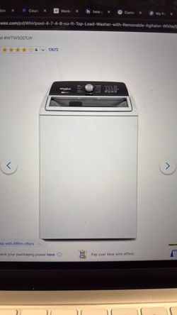 Whirlpool Customize Washes 2 in 1 Removable Agitator High Efficiency 4.7 - cu ft and Whirlpool Moisture Sensing 7 - cu ft Vented Electric Dryer