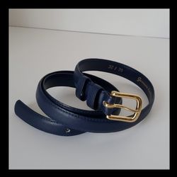 PENDING-Genuine Leather Wmns Navy Blue Skinny Belt